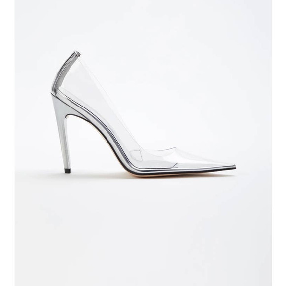 Good American Cinder-Rella Pumps Size 10 Glass GA275PB-E - Picture 9 of 10